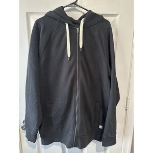 Vuori Restore Oversize Organic Cotton Blend Zip Hoodie Washed Black Women's L